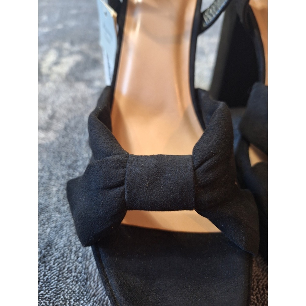 Velvet Block Heel Open Toe Shoes Womens‎ 9 Black Dark Romantic Holiday Party - Picture 4 of 15